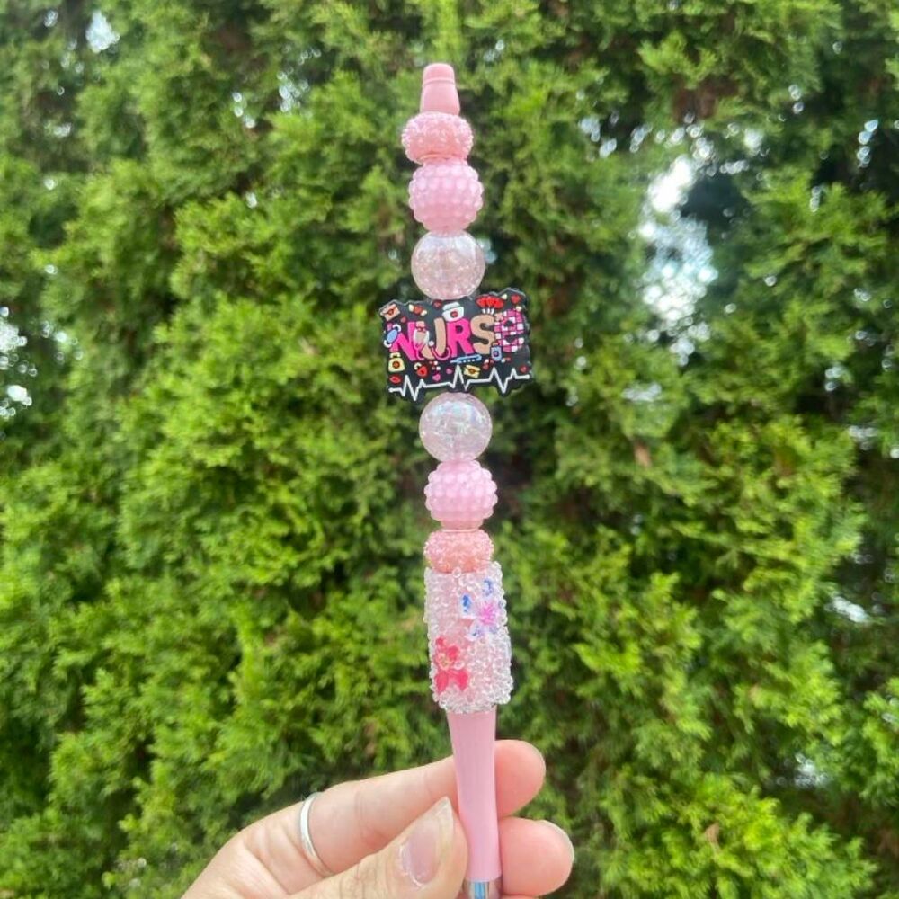 Pink Nurse Beaded Pen